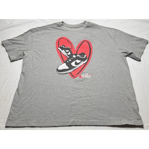 Nike Panda Dunk Heart Tee Shirt Men’s Size Large Oversized Fit Gray *READ - Picture 1 of 9